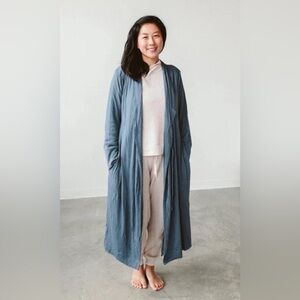 GOUMI Womens Robe Maternity Postpartum XL/XXL Bamboo Cotton Midnight Blue NWT